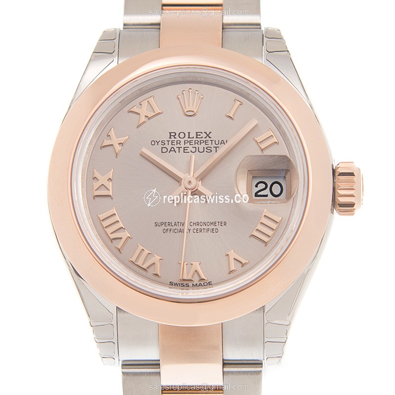 Rolex 279161SUNDUSTRN_O LADY DATEJUST Automatic 18kt Rose Gold & Steel