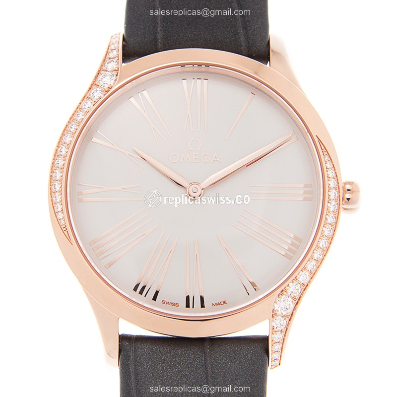 Omega 428.58.36.60.02.001 DE VILLE Quartz 18kt Rose Gold & Diamonds