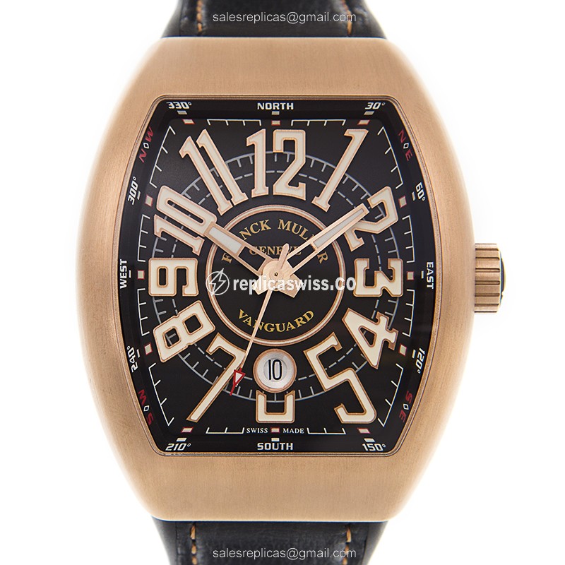 Franck Muller V 45 SC DT CIR (BZ.NR.BR) - BLACK VANGUARD Automatic 18kt Rose Gold & Steel