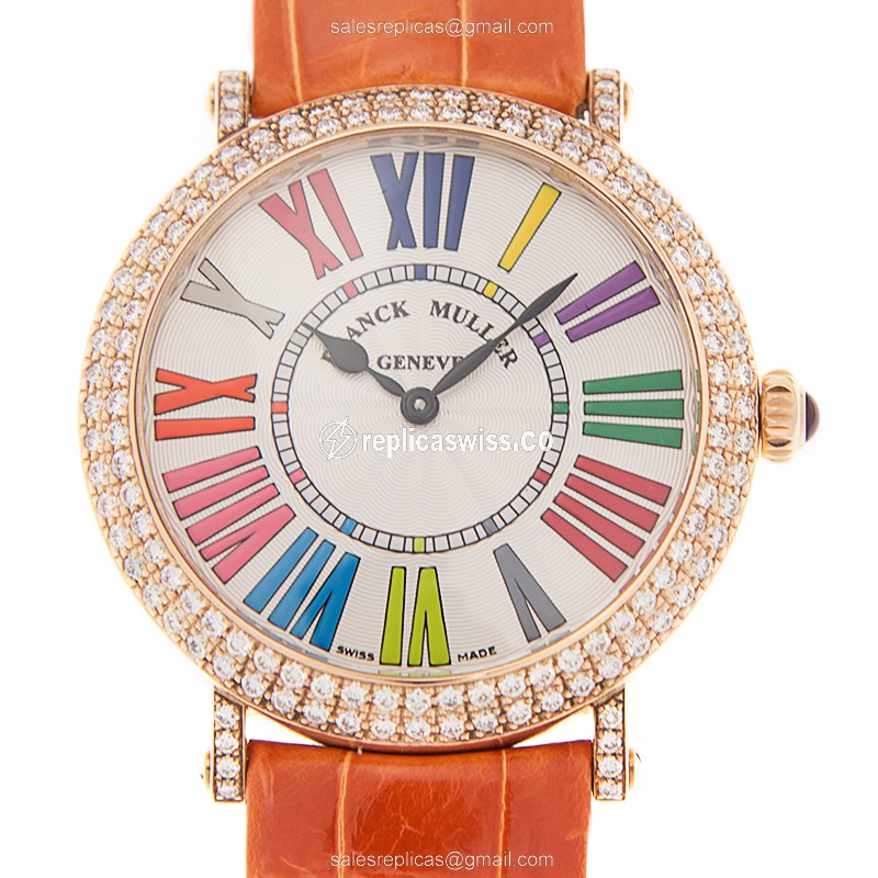 Franck Muller 8038 QZ COL DRM R D (5N) ROUND Quartz 18kt Rose Gold & Diamonds