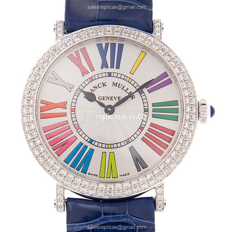 Franck Muller 8038 QZ COL DRM R D (OG) ROUND Quartz 18kt White Gold & Diamond