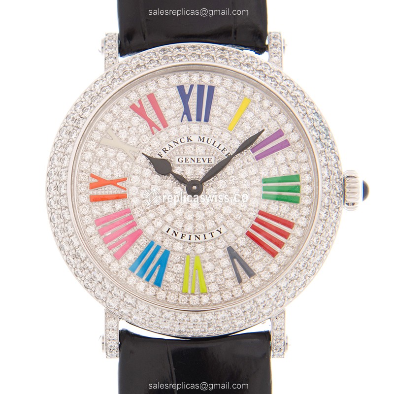 Franck Muller 8038QZCOLDRMRDCD(OG) ROUND Quartz 18kt White Gold & Diamond