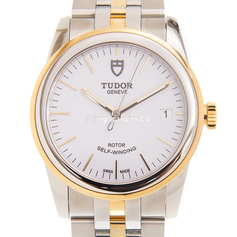 Tudor 55003-68053-WT GLAMOUR DATE Automatic 18kt Gold & Steel