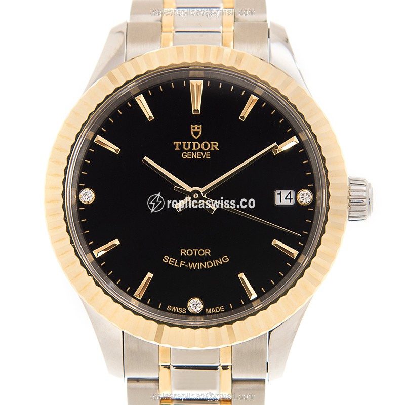 Tudor 12313-65033-369DI-BK STYLE Automatic 18kt Gold & Steel