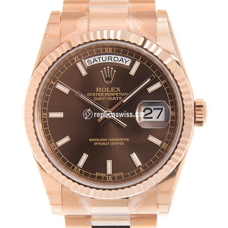 Rolex 118235BR_P DAY-DATE Automatic 18kt Rose Gold