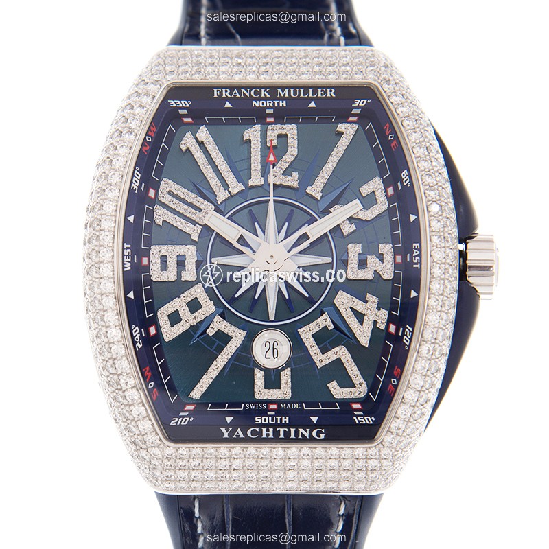 Franck Muller V 45 SC DT D NBR CD YACHTING (OG.BL) VANGUARD Automatic 18kt White Gold & Diamond