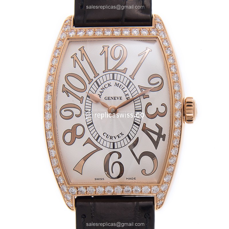 Franck Muller 2852 QZ REL D 1R (5N) - BLACK LONG ISLAND Quartz 18kt Rose Gold & Diamonds
