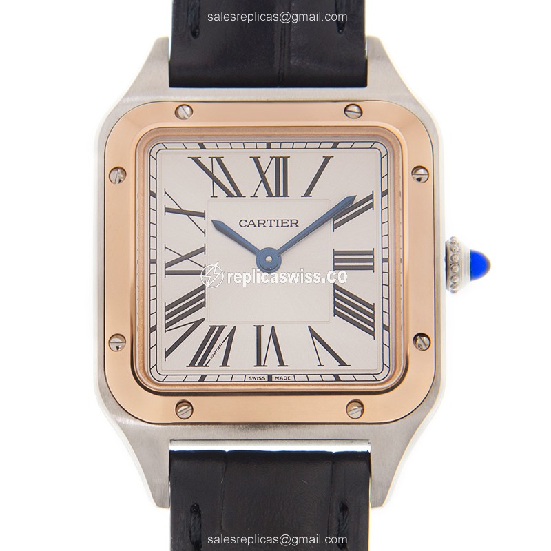 Cartier W2SA0012 SANTOS Quartz 18kt Rose Gold & Steel