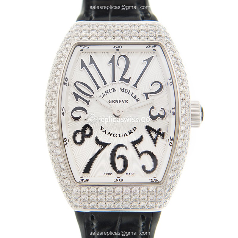 Franck Muller V 32 QZ D (AC.NR) VANGUARD Quartz Stainless Steel & Diamonds