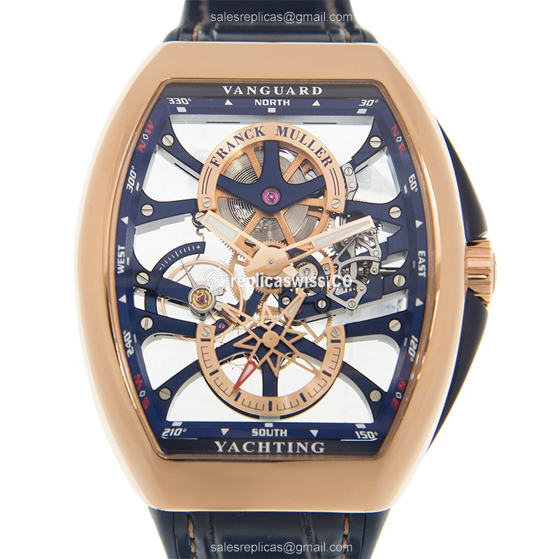 Franck Muller V 45 S6 SQT YACHTING ANC (5N.BL) VANGUARD Manual Wind 18kt Rose Gold
