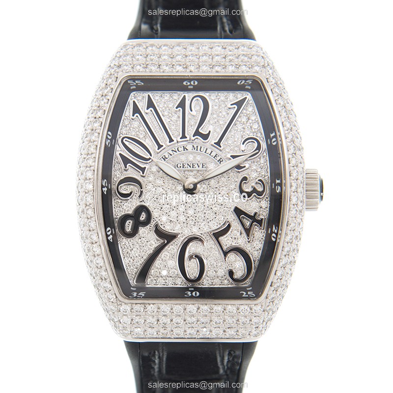 Franck Muller V 32 QZ D CD (AC.NR) VANGUARD Quartz Stainless Steel & Diamonds