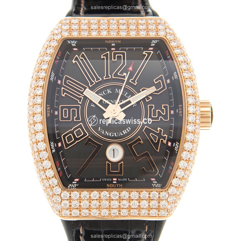 Franck Muller V 45 SC DT D (5N.NR) VANGUARD Automatic 18kt Rose Gold & Diamonds