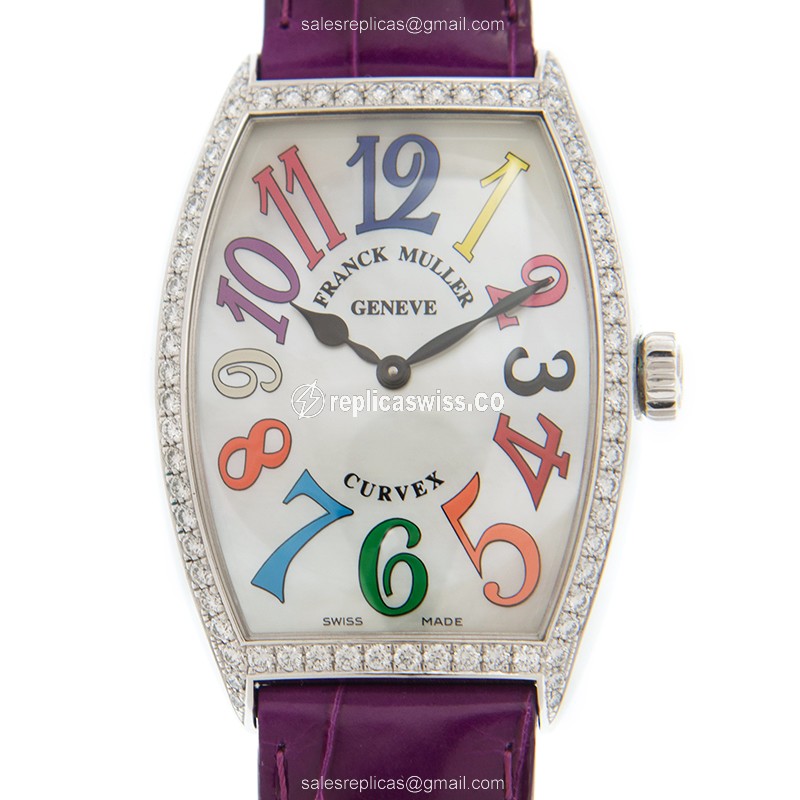 Franck Muller 5852 M QZ COL DRM MOP D 1R (AC) CINTREE CURVEX Quartz Stainless Steel & Diamonds