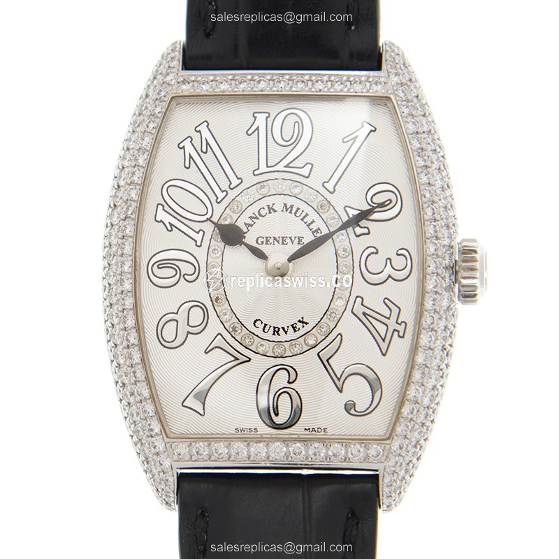 Franck Muller 7502 QZ REL D CD 1R (OG) CINTREE CURVEX Quartz 18kt White Gold & Diamond