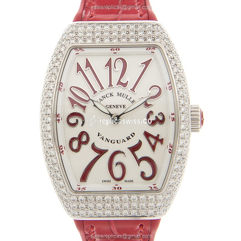 Franck Muller V 32 QZ D (AC.RG) VANGUARD Quartz Stainless Steel & Diamonds