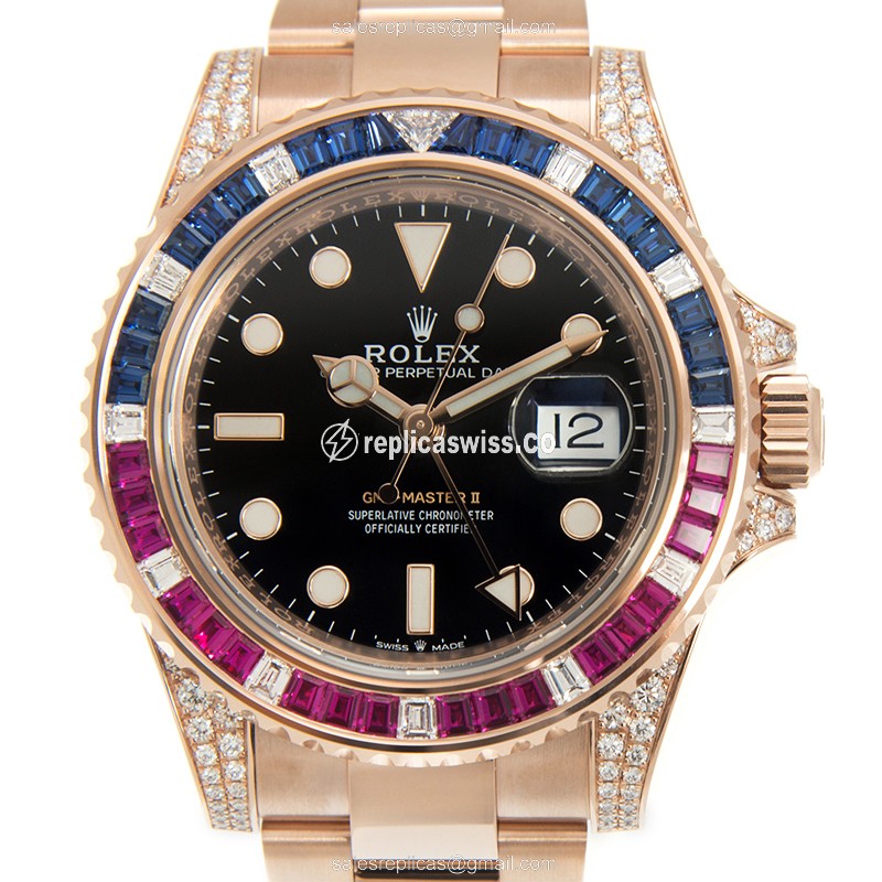 Rolex 126755SARU-0003 GMT-MASTER II Automatic 18kt Rose Gold & Diamonds