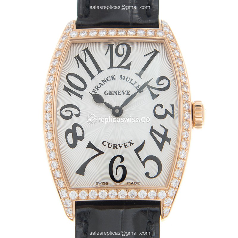 Franck Muller 2852 QZ D 1R (5N) - BLACK STRAP MASTER OF COMPLICATION Quartz 18kt Rose Gold & Diamonds