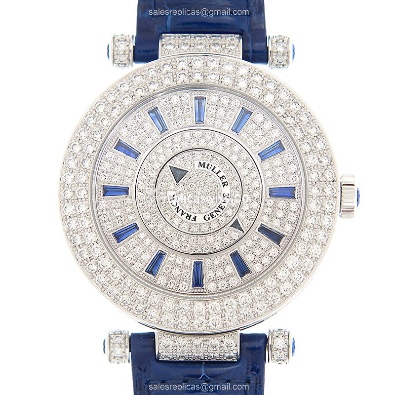 Franck Muller DM 42 D 1R CD (OG) - BLUE DOUBLE MYSTERY Automatic 18kt White Gold & Diamond