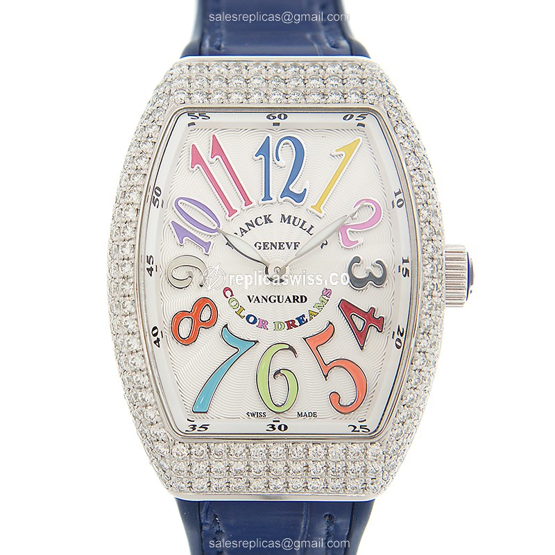 Franck Muller V 32 QZ D COL DRM (AC.BU) VANGUARD Quartz Stainless Steel & Diamonds