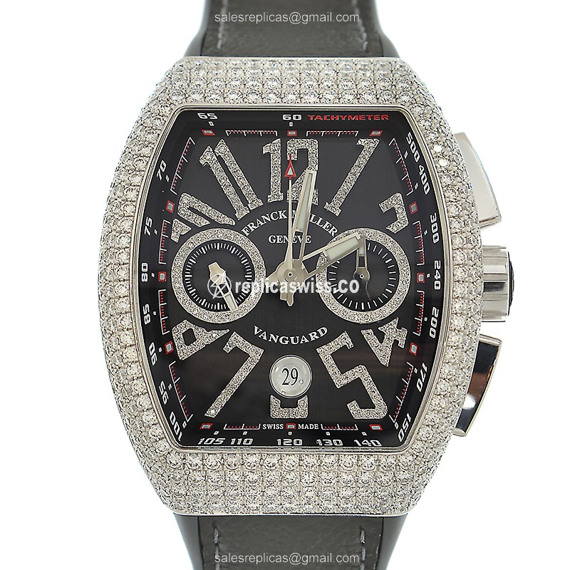 Franck Muller V 45 CC DT D NBR CD (AC.NR) VANGUARD Automatic Stainless Steel & Diamonds