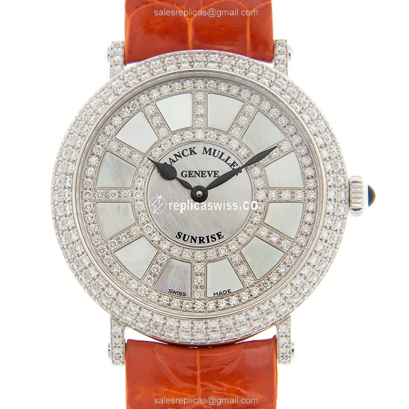 Franck Muller 8038 QZ SNR D CD (OG) ROUND Quartz 18kt White Gold & Diamond