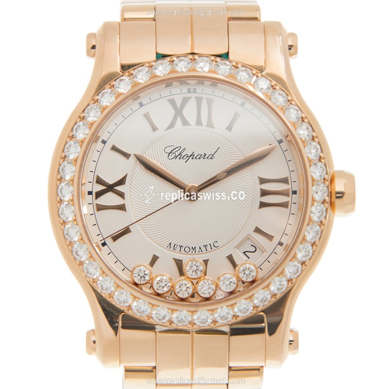 Chopard 274808-5004 HAPPY SPORT Automatic 18kt Rose Gold & Diamonds
