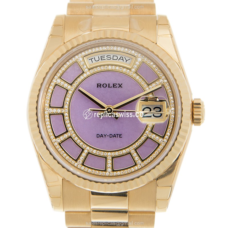 Rolex 118238LAVENDERJADECAROUSELDIA DAY-DATE Automatic 18kt Yellow Gold