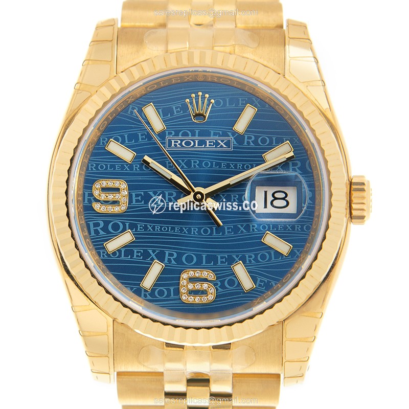 Rolex 116238BLWAVE32BRA_J DATEJUST Automatic 18kt Yellow Gold