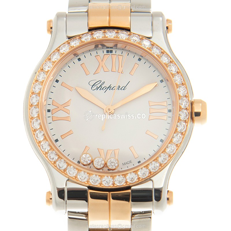 Chopard 278590-6004 HAPPY SPORT Quartz 18kt Rose Gold & Steel
