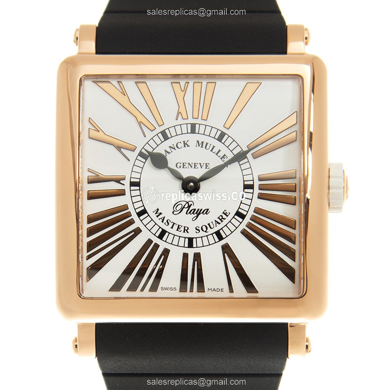 Franck Muller 6002 M QZ REL R PLY (5N)-BK STRAP MASTER SQUARE Quartz 18kt Pink Gold