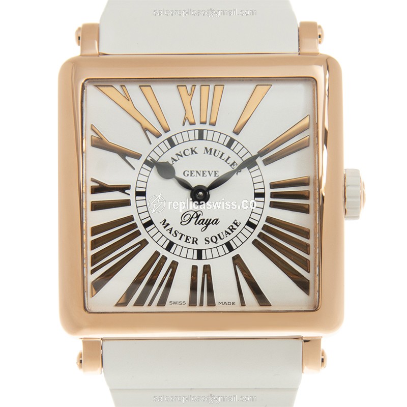 Franck Muller 6002 M QZ REL R PLY (5N)-WT STRAP MASTER SQUARE Quartz 18kt Rose Gold