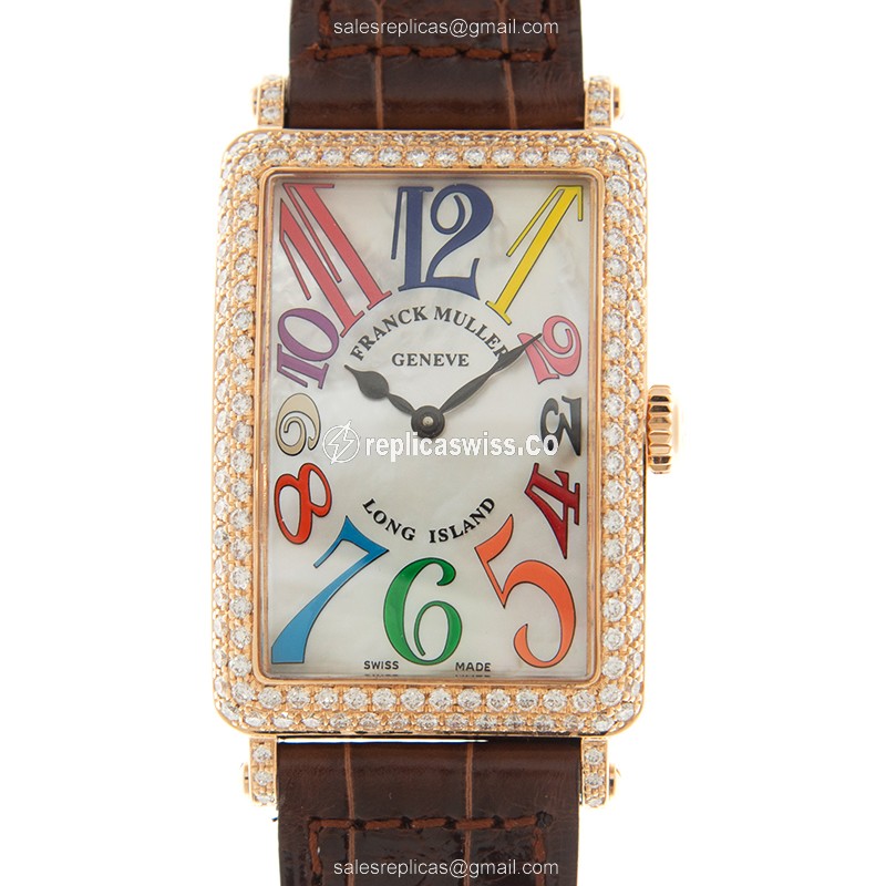 Franck Muller 952 QZ COL DRM MOP D (5N) LONG ISLAND Quartz 18kt Rose Gold & Diamonds