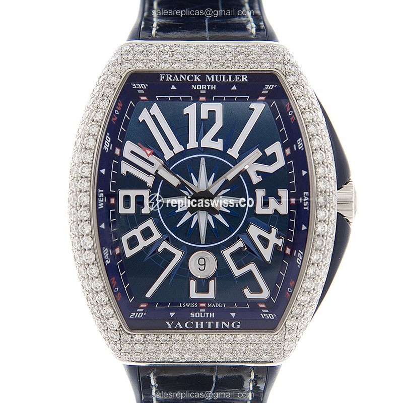 Franck Muller V 45 SC DT D YACHTING (AC.BL) VANGUARD Automatic Stainless Steel & Diamonds