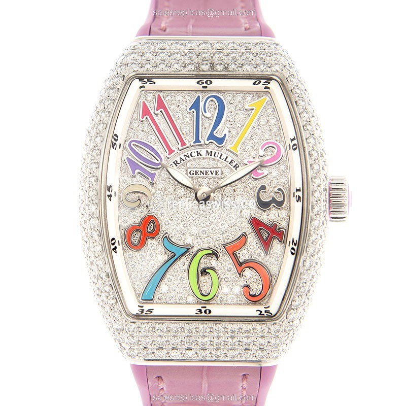 Franck Muller V 32 QZ D CD COL DRM (AC.RS) VANGUARD Quartz Stainless Steel & Diamonds