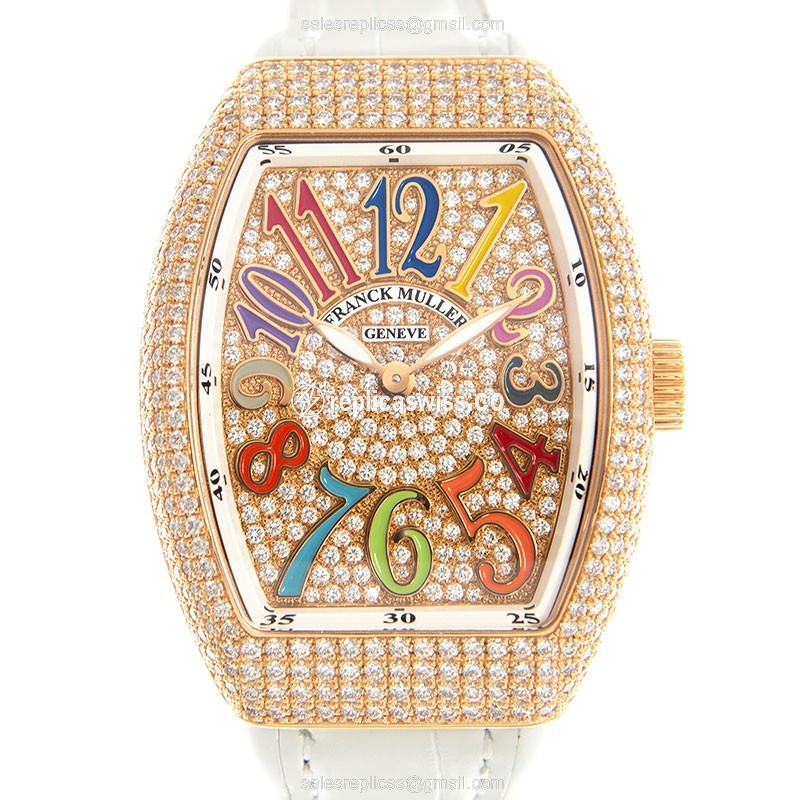 Franck Muller V 35 QZ D CD COL DRM (5N.BC) VANGUARD Quartz 18kt Rose Gold & Diamonds