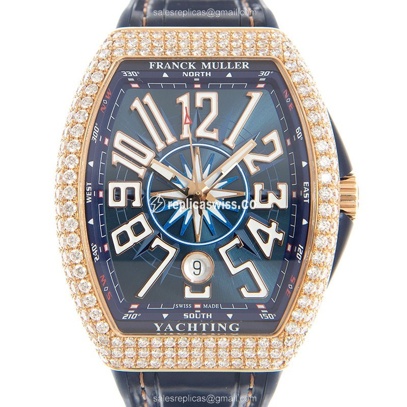 Franck Muller V 41 SC DT D YACHTING (5N.BL) VANGUARD Automatic 18kt Rose Gold & Diamonds