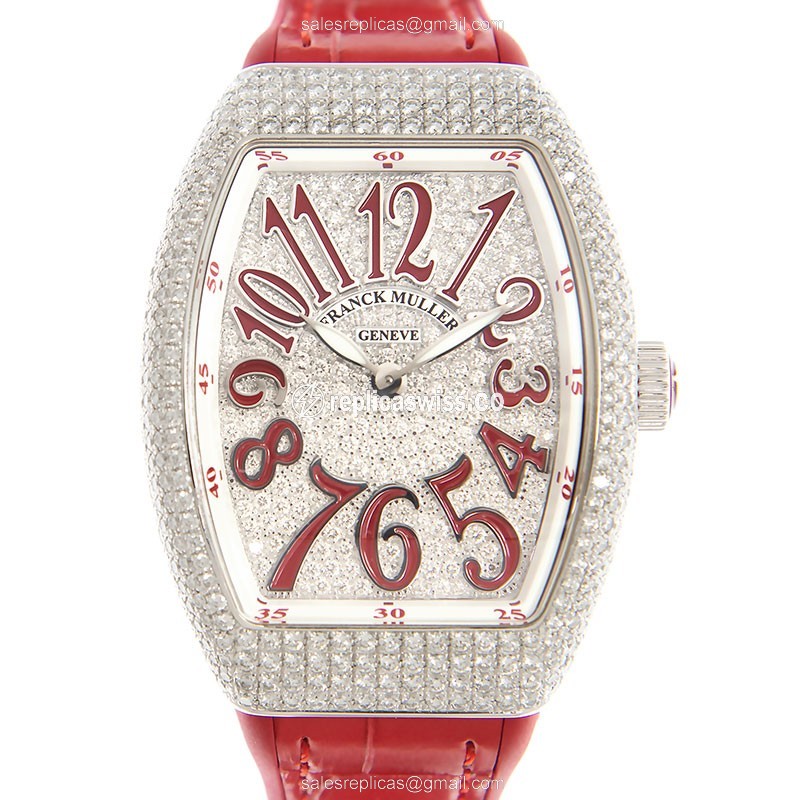 Franck Muller V 35 QZ D CD (AC.RG) VANGUARD Quartz Stainless Steel & Diamonds