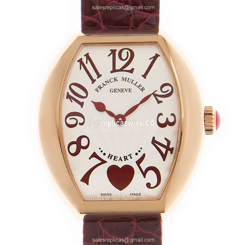 Franck Muller 5002 M QZ C 6H (5N)-RED STRAP HEART Quartz 18kt Rose Gold