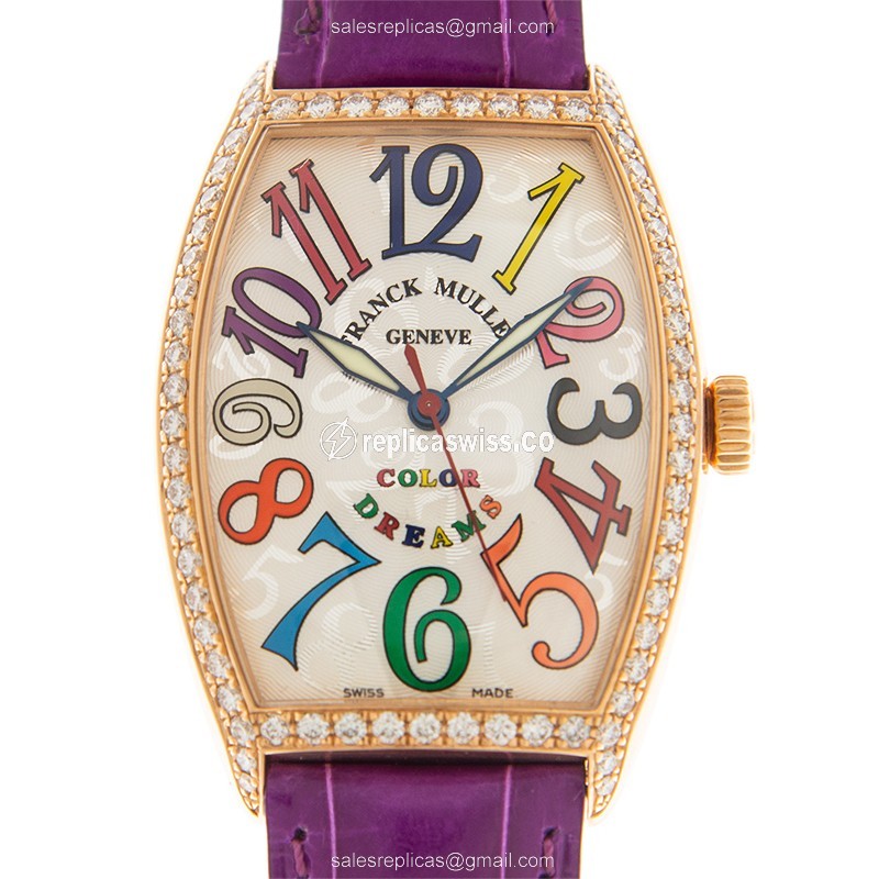 Franck Muller 5851 M SC COL DRM D 1R (5N)-PUR CINTREE CURVEX Automatic 18kt Rose Gold & Diamonds