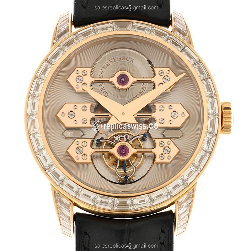 Girard Perregaux 99193B52A002-BA6A TOURBILLON WITH THREE GOLD BRIDGES Automatic 18kt Rose Gold & Diamonds
