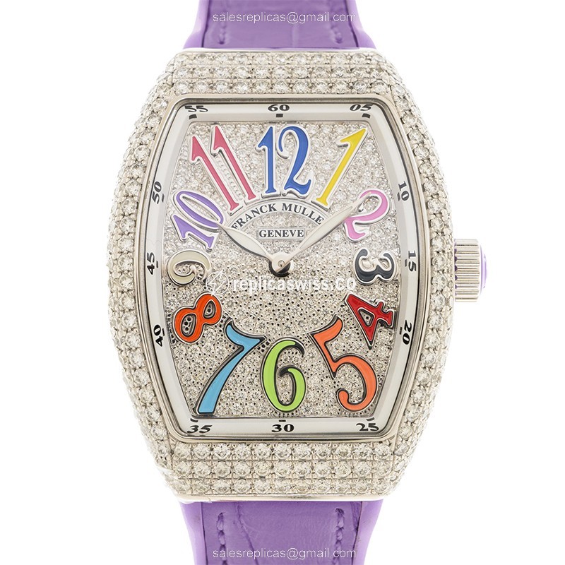 Franck Muller V 32 QZ D CD COL DRM (AC.VL) VANGUARD Quartz 18kt White Gold & Diamond