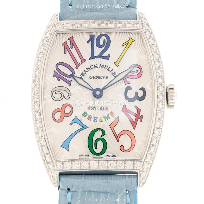 Franck Muller 7502 QZ COL DRM D 1R (AC) - BLUE CINTREE CURVEX Quartz Stainless Steel & Diamonds