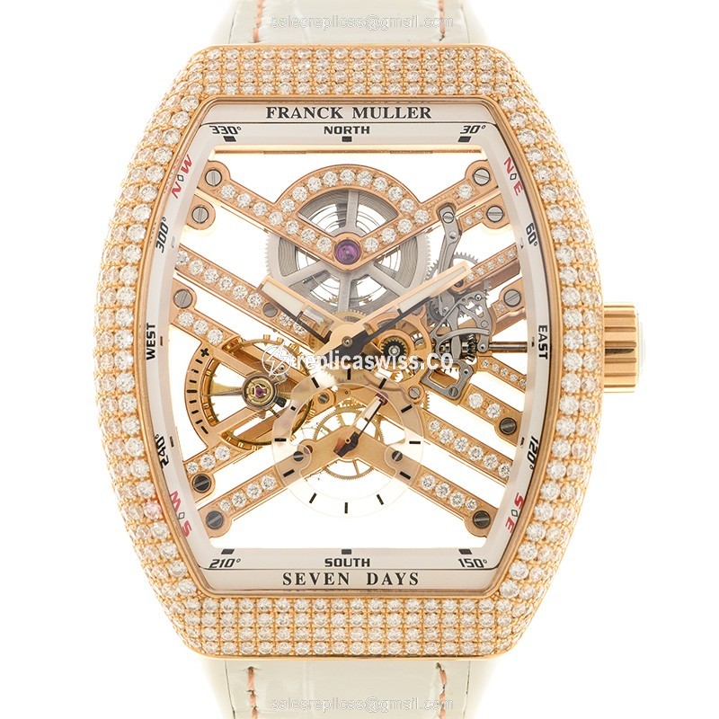 Franck Muller V 45 S6 SQT D MVT D (5N.BC) VANGUARD Automatic 18kt Rose Gold & Diamonds