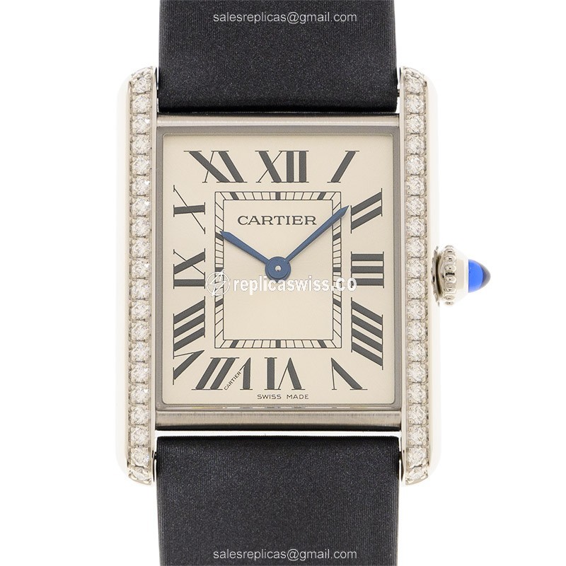 Cartier W4TA0017 TANK Quartz Stainless Steel & Diamonds