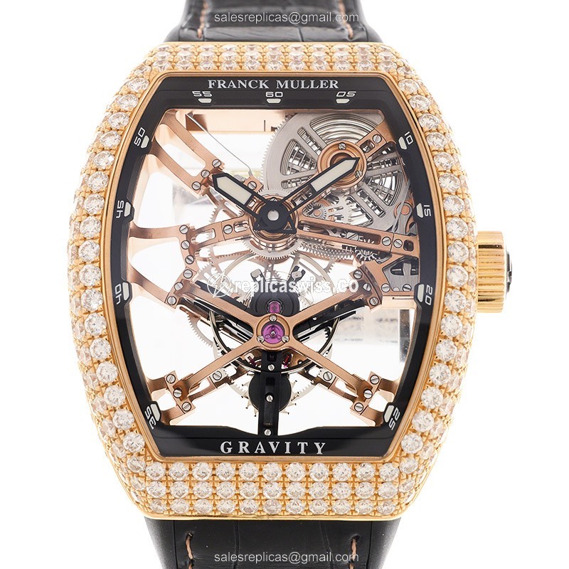 Franck Muller V 45 T GRAVITY CS SQT D (5N.NR) GRAVITY Manual Wind 18kt Rose Gold & Diamonds
