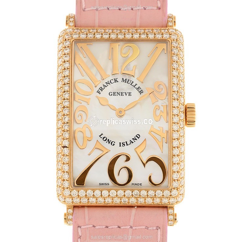 Franck Muller 1002 QZ REL MOP D (5N) LONG ISLAND Quartz 18kt Rose Gold & Diamonds
