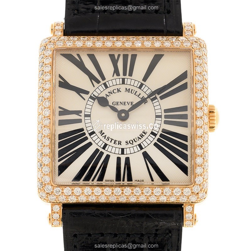 Franck Muller 6002 M B QZ R D (5N) MASTER SQUARE Quartz 18kt Rose Gold & Diamonds