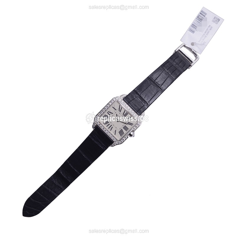 Cartier WH100251 SANTOS Quartz 18kt White Gold & Diamond
