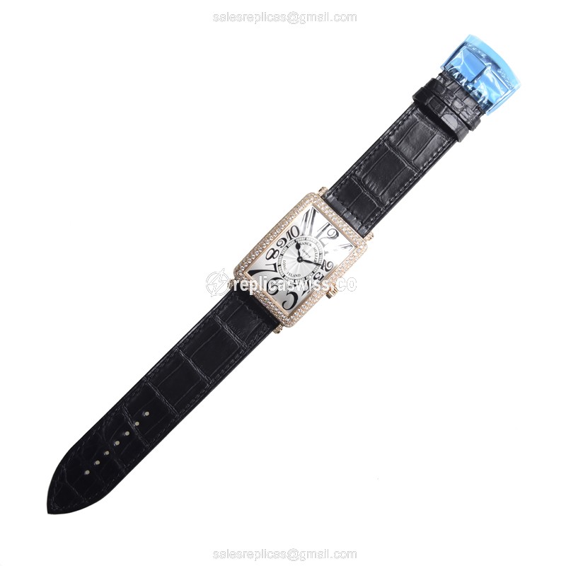 Franck Muller 1002 QZ D (5N) LONG ISLAND Quartz 18kt Rose Gold & Diamonds