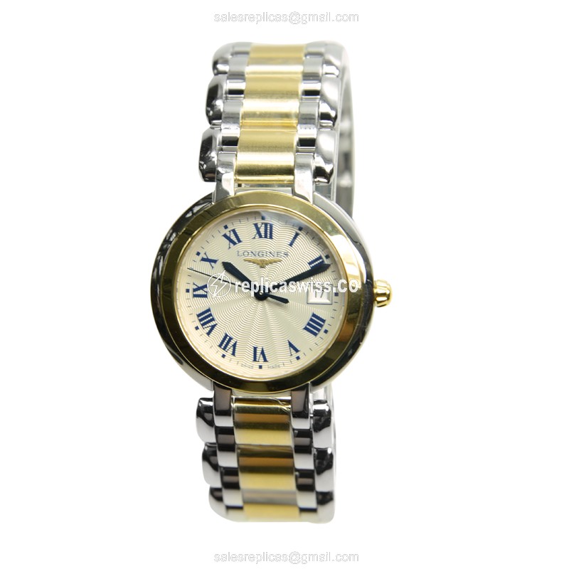 Longines L8.112.5.91.6 PRIMA LUNA Quartz 18kt Gold & Steel